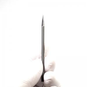 M0313M0375 Solid Carbide Rotary Burr | 3mm Head 75mm Long Shank Pointed Cone Burr